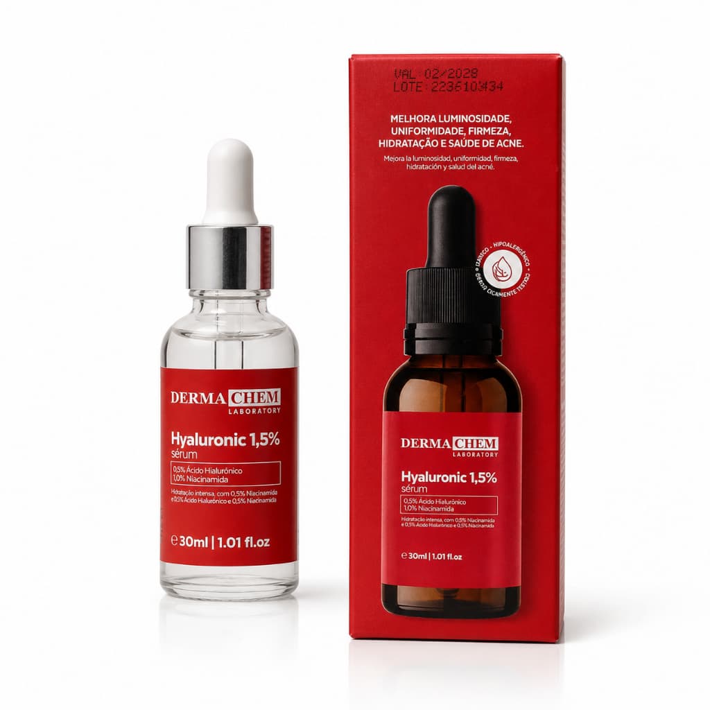 Sérum Hyaluronic 1,5% Dermachem 30ml Ácido Hialurônico + Niacinamida Hidratação Facial Anti-Idade