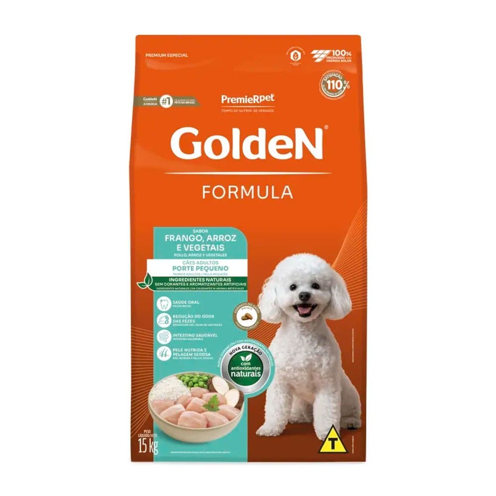 Ração Golden Mini Bits Cães Ad Peq Porte Frango Arroz 15Kg