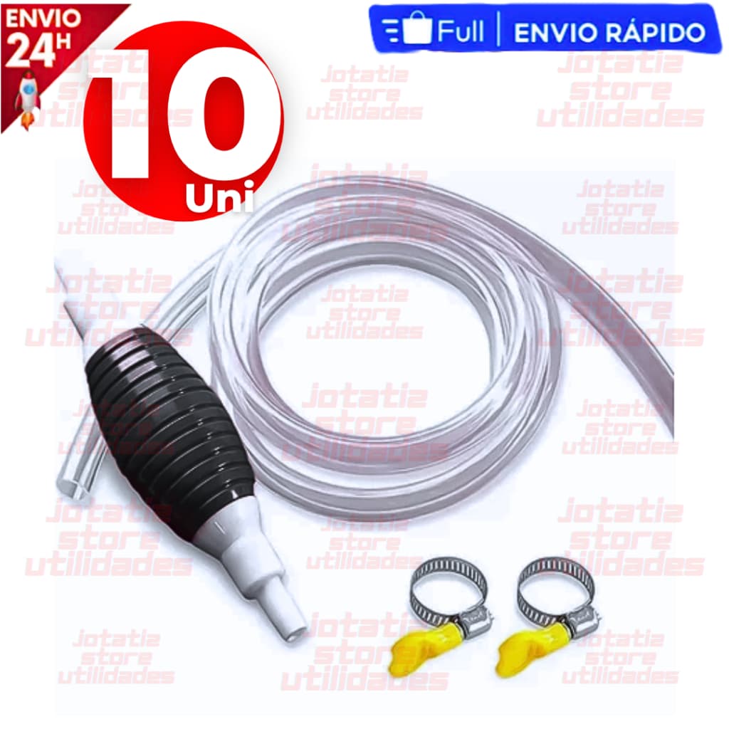 Kit Bomba De Sucção Manual Para Transferência De Líquidos Diesel Etanol Gasolina Óleo Água Kit Completo