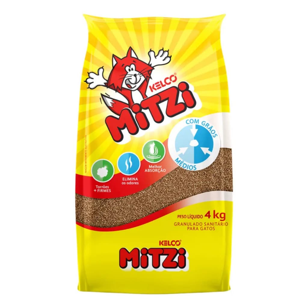 Areia Sanitária Mitzi Perfumada Kelco para Gatos - 4Kg