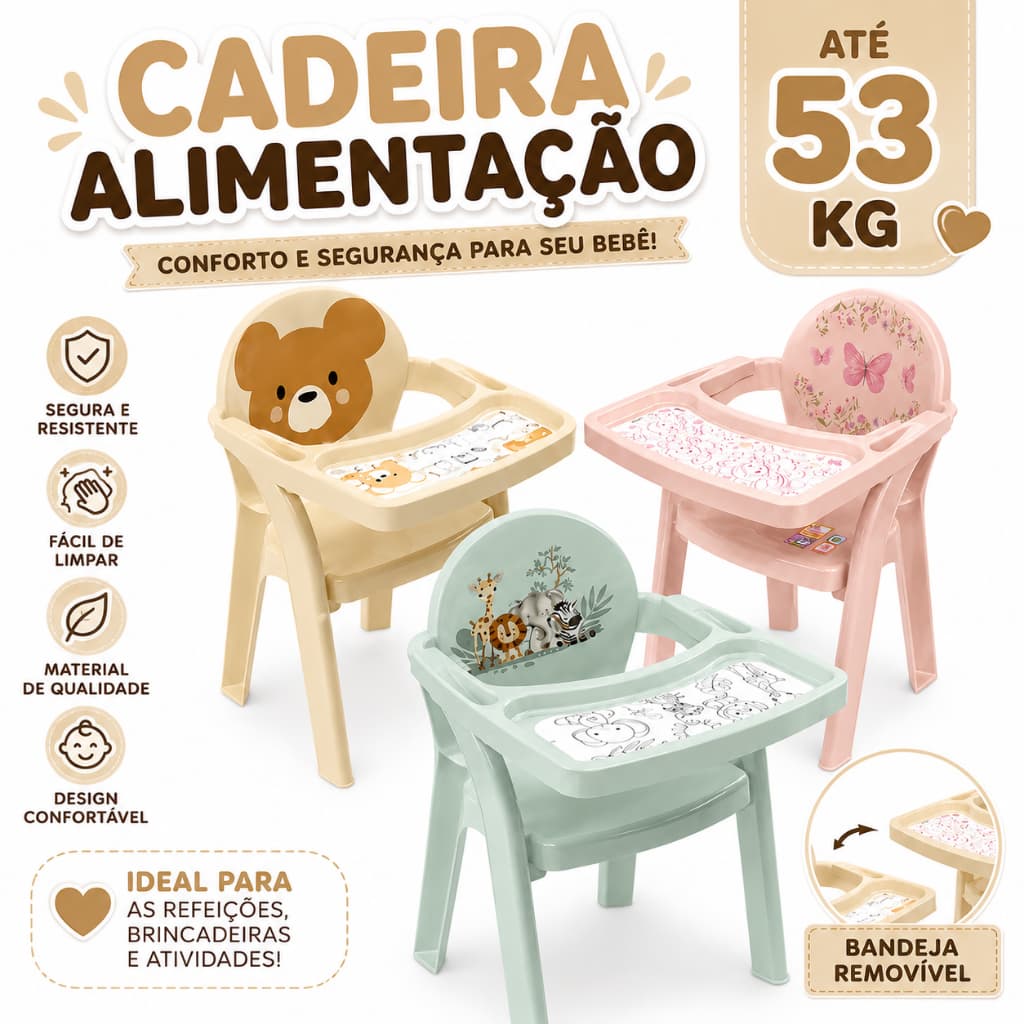 Cadeirinha Poltrona de Alimentação Infantil Portátil Plasutil – Cadeira Refeição Segura ANÚNCIO CONTÉM VARIAÇÃO