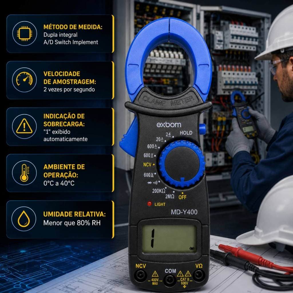 Alicate Amperímetro Digital Profissional Lcd Md-y400 200a Multímetro Digital