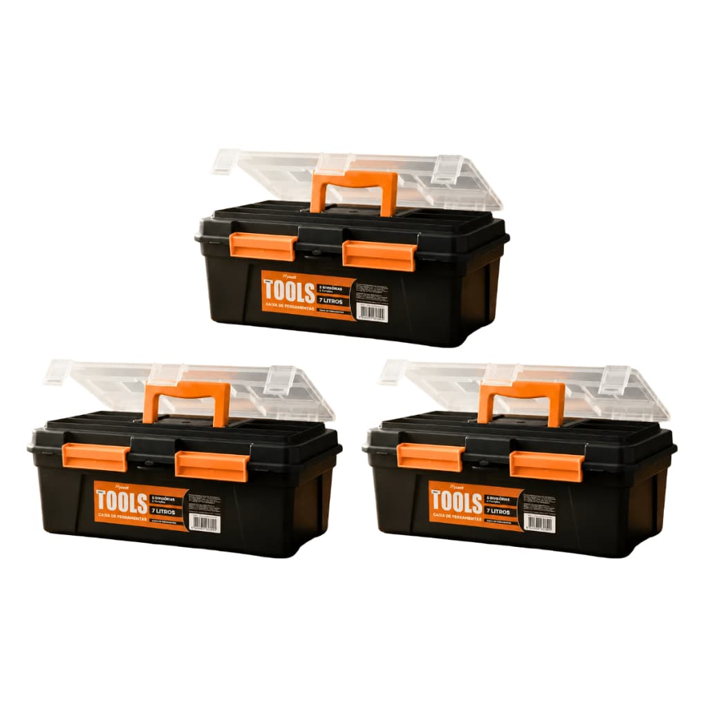 Kit 3 Caixas p/ Ferramentas Caixa De Pesca Organizadora 7L Resistente Compacta Promoção Envio Rápido