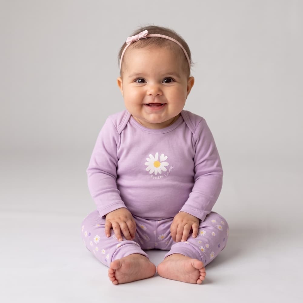 Conjunto Body Bebê Menina Manga Longa e Calça 100% Algodão Estampado Roupa Infantil Floral Promoção
