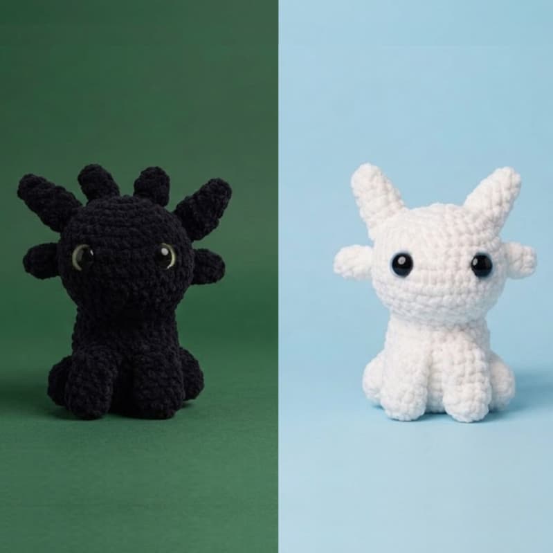 KIT Amigurumi Banguela e Fúria da Luz Dragão de Crochê Pelúcia