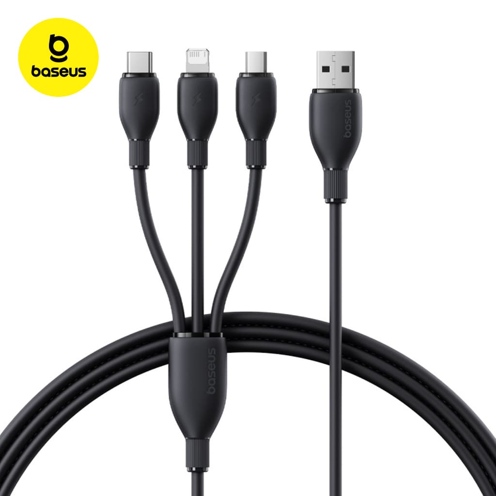 Cabo Baseus Ultra-Fast 3 em 1 USB-A p/ Micro + Lightning + USB-C 3.5A 1.3m Carregamento Rápido