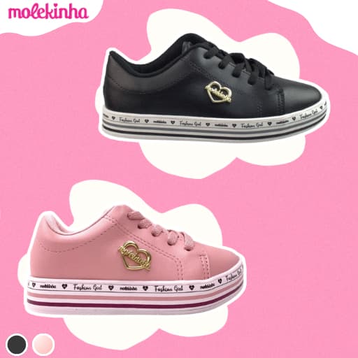 Tênis Infantil Menina Molekinha Casual Confortável Escolar Original