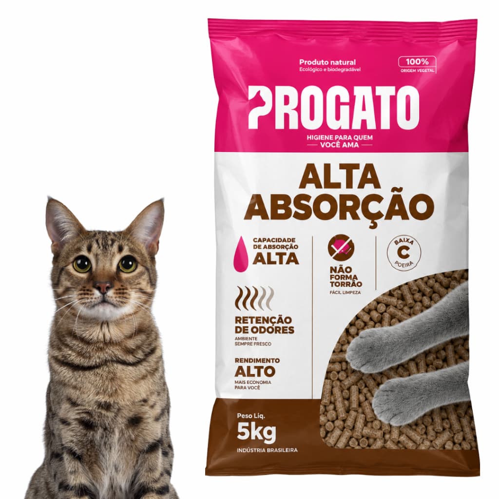 Granulado De Madeira Pinus Grãos Areia Higiênica Sanitária Para Gato Progato 5kg
