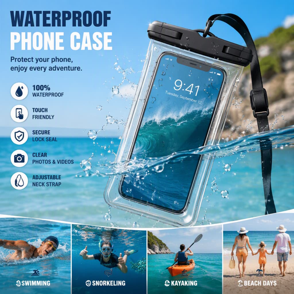 2/5/10 Pcs Capa Celular Bolsa Case A Prova D'água Transparente Cor Universal Praia Piscina Viajar Promoção