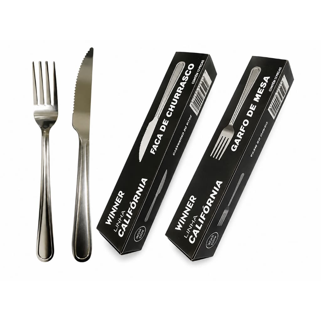 Jogo Garfo Faca Inox 24 Peças Bar Restaurante Buffet Talher