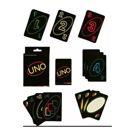 Jogo de Cartas UNO Neon Fluorescente Baralho Completo Festa Viagem Diversão Família Amigos Presente Criativo