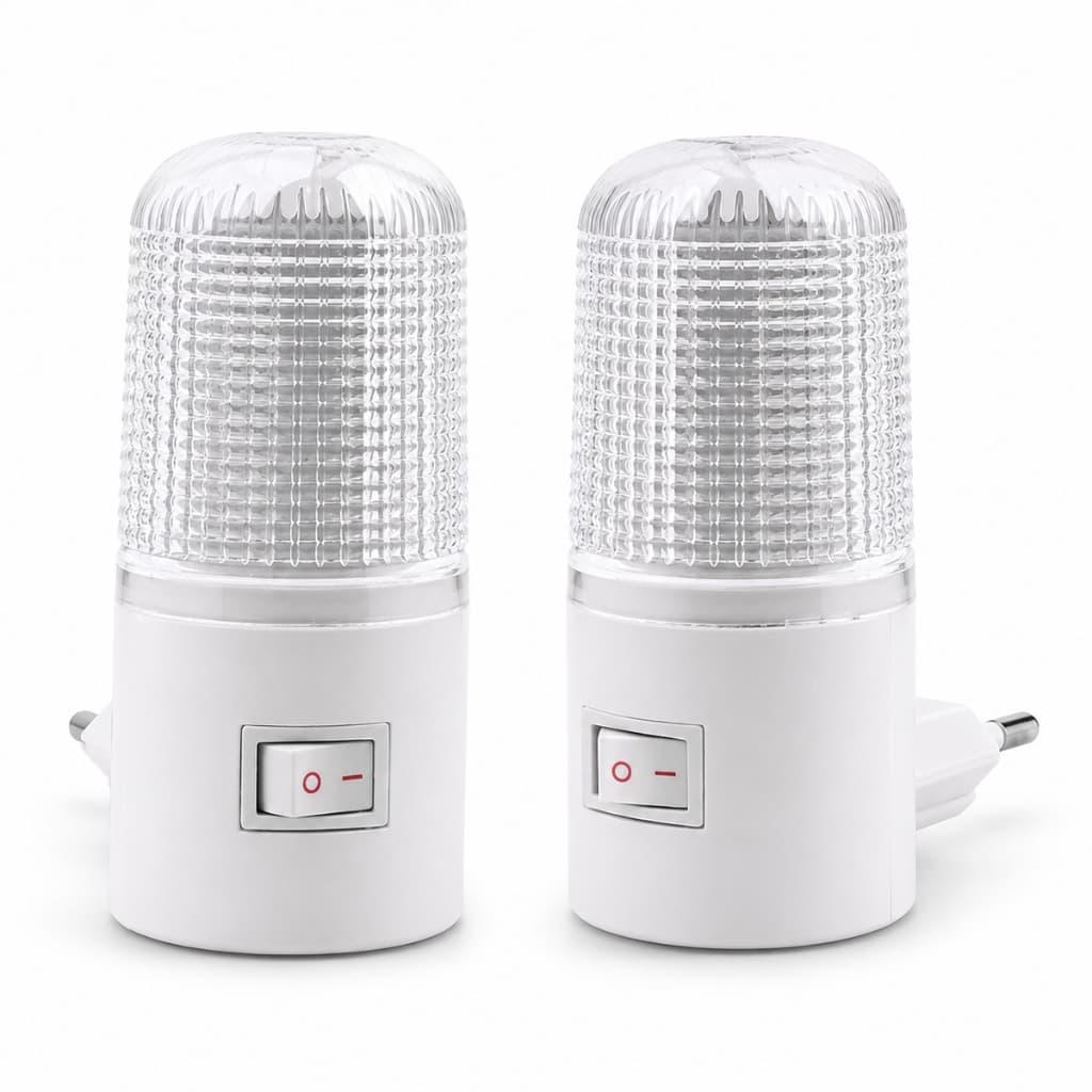 Kit 2 Luminária Mini Abajur Luz Noturno Led Tomada Bivolt Quarto Escritório Luz Suave LED Lâmpada Berço