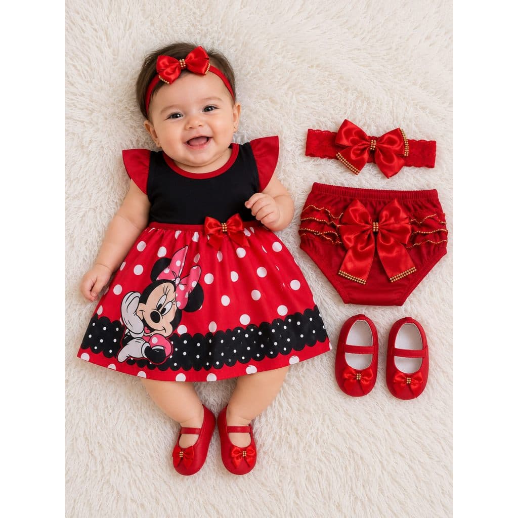 Kit vestido 4 peças para bebe menina