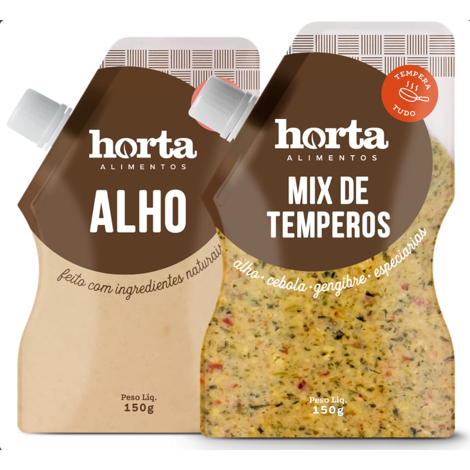 Kit Alho Puro em Pasta e Mix de Temperos Frescos (Alho, Cebola, Gengibre, Ervas e Pimenta Dedo de Moça) Horta® | Natural