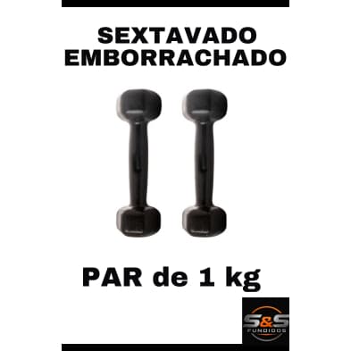 Peso Academia Musculação Par Halter Sextavado 01 À 05 KG Treino Funcional Emborrachado