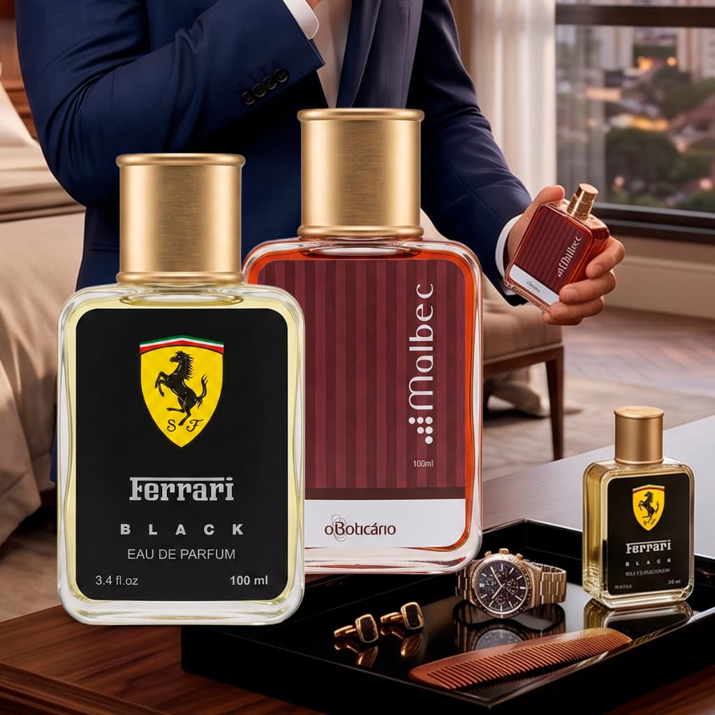 Kit 2 Perfumes Masculinos Ferrari 100ml Importado + Nacional Eau de Parfum Amadeirado Longa Fixacao