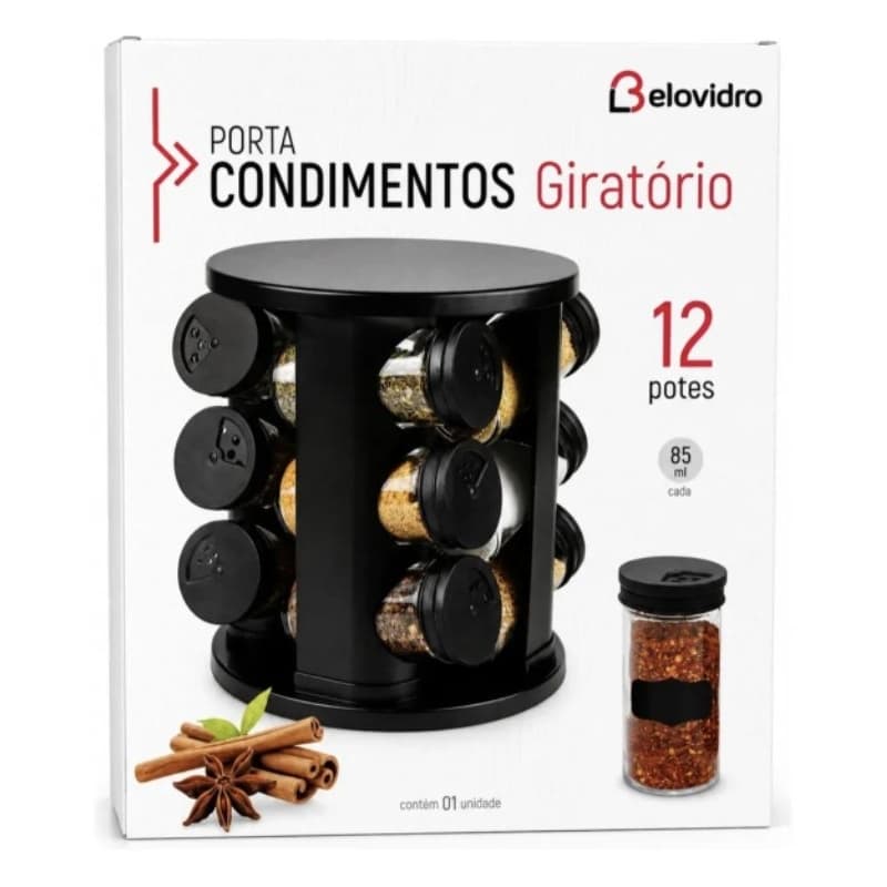 Porta temperos condimentos giratório 12 peças