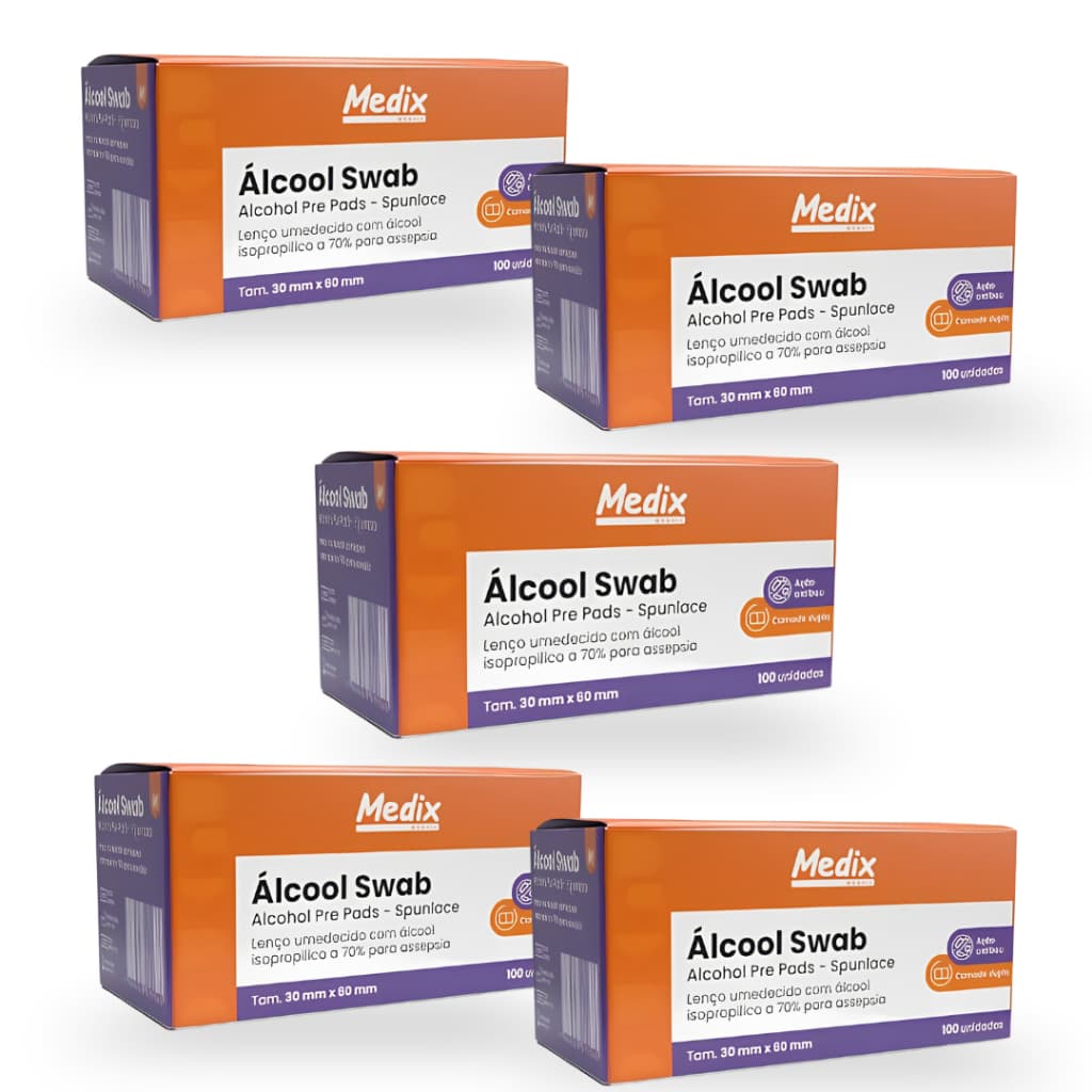 Kit 500 Swab De Álcool Lenço Umedecido Para Assepsia Limpeza
