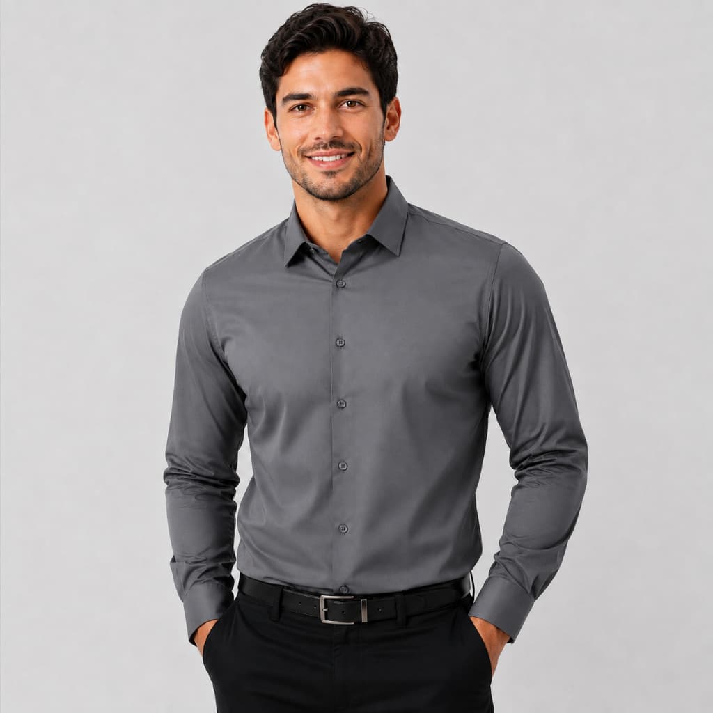 Camisa Social Masculina Tecnológica Slim Fit Poliamida Elastano Manga Longa Não Amassa