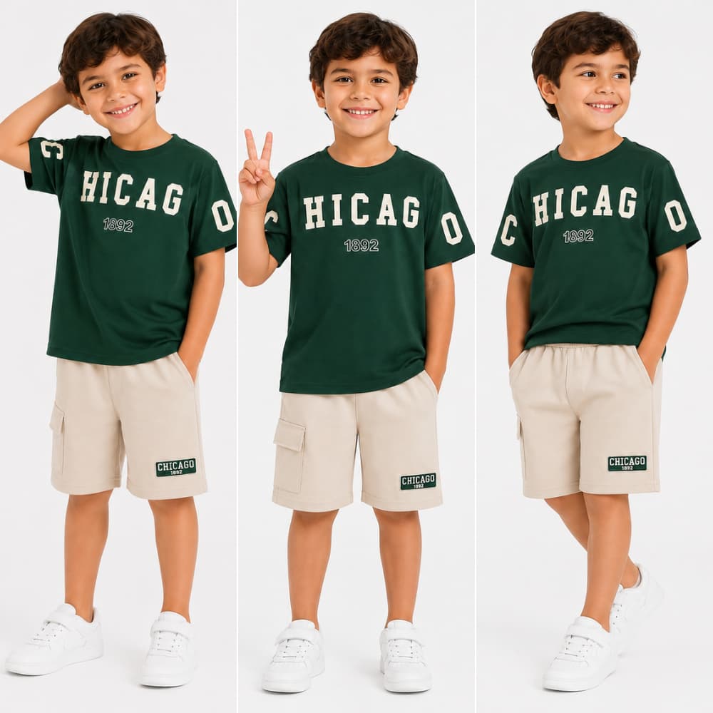 Roupa infantil juvenil 2 peças verão conjunto para menino camisa + bermuda com bolso cargo moletom
