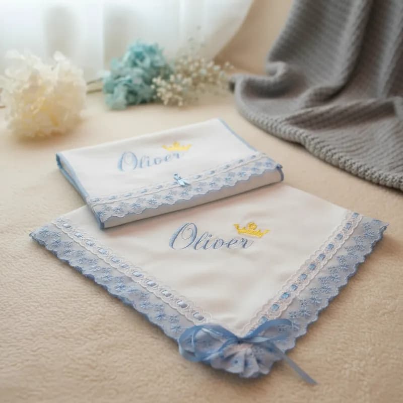 Kit fralda ombro boca personalizada bebê presente enxoval nome coroa