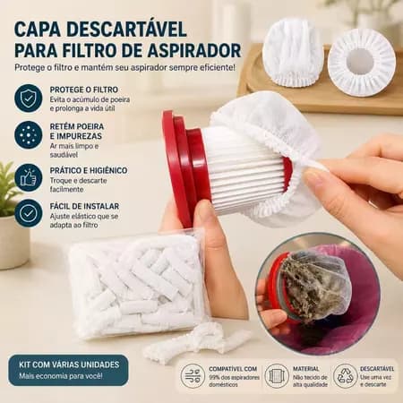 100 Unidades Filtros Descartáveis para Aspirador de Pó, Filtro de Reposição Não Lavável, Acessório para Limpeza