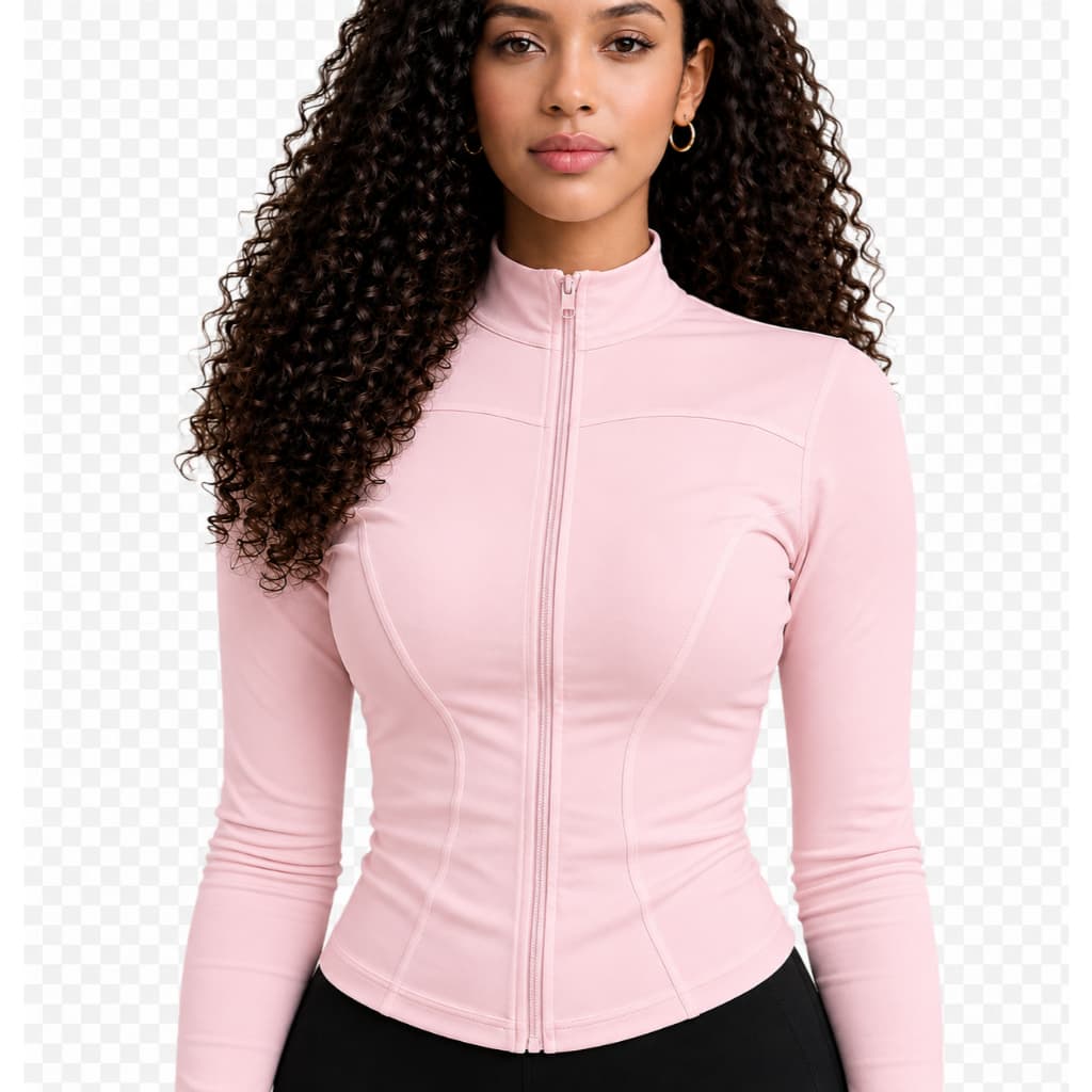 Blusa feminina esportiva manga longa roupa fitness modeladora com ziper jaqueta casaco  ioga pilates gola alta treino