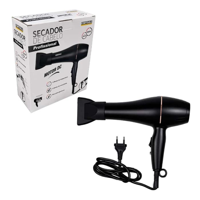 Secador de cabelo profissional 220v e 1800w preto (v)