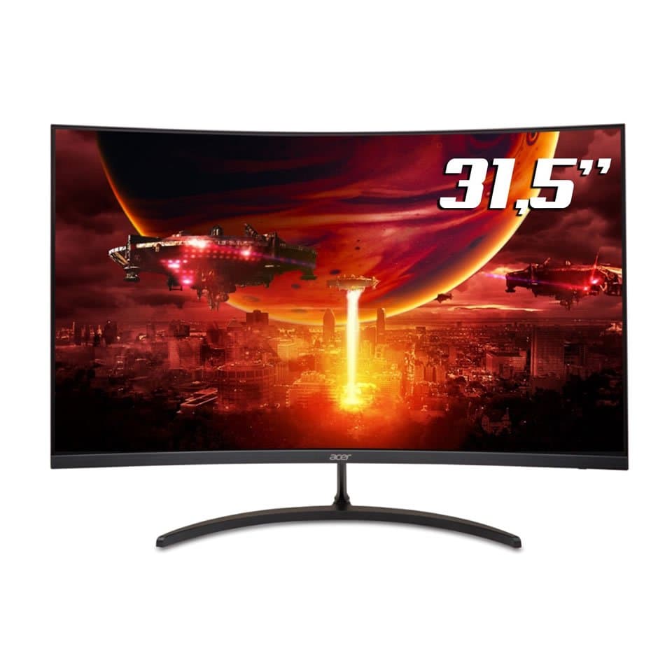 Monitor Gamer LED Wide Curvo 31,5" ACER Nitro EDT320Q S3biipx Preto (Full HD/180Hz) (2xHDMI¹/DP*/VESA)