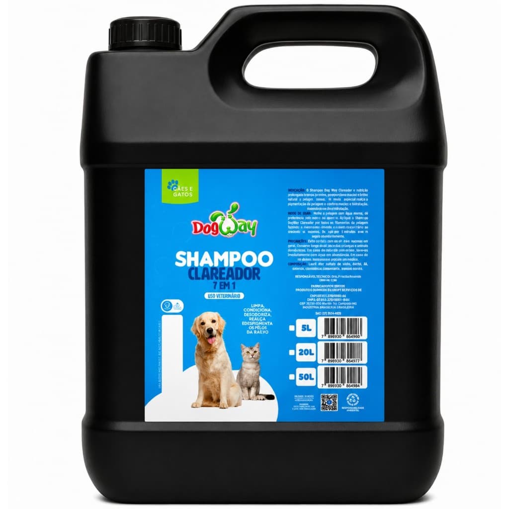 Shampoo e Condicionador Pet Shop Para Caes E Gato Pet Pelos Claros Clareador - 5L