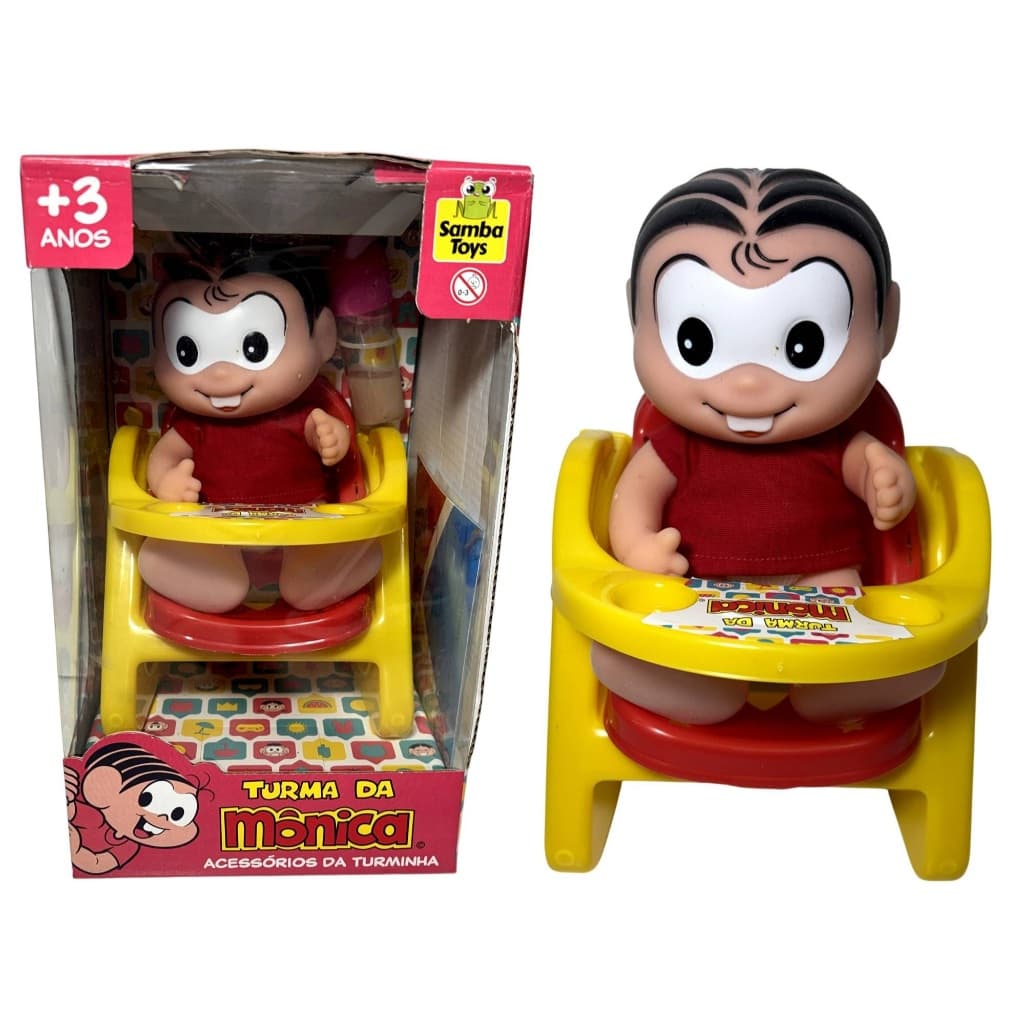 Conjunto Boneca Mônica Baby Bebê Cadeira Cadeirinha Alimentação Com Acessórios - Turma Da Mônica