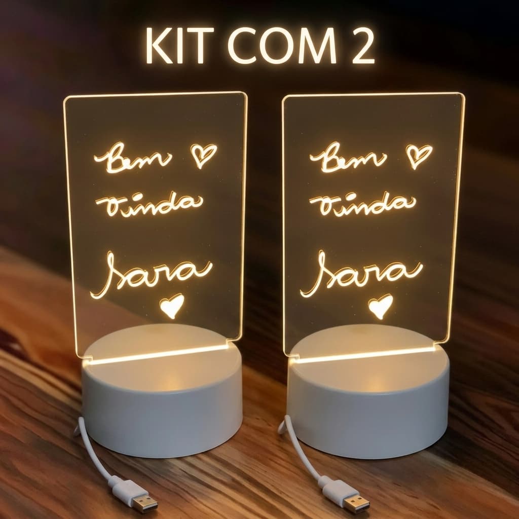 Abajur de Mesa Luminária Led 3D USB Lousa Tela para Escrever Decoração Presente Mães Pais Namorados
