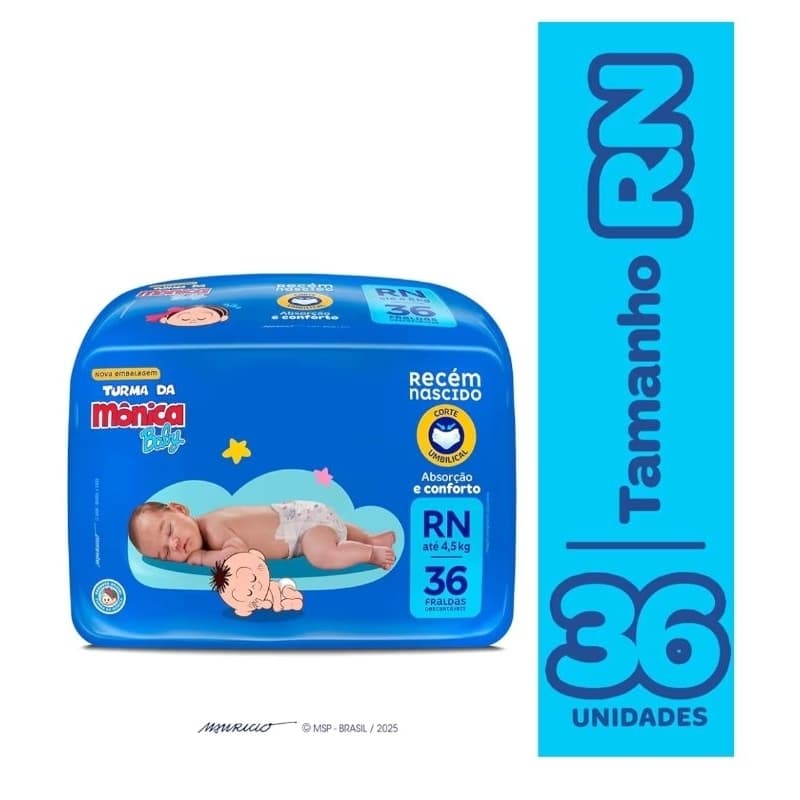 PROMOÇÃO Fralda Turma da Mônica Baby Jumbo Recém Nascido RN 36 Unidades