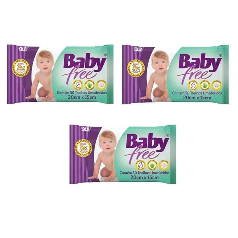 KIT 3 LENÇO UMEDECIDO BABY FREE / lenço umedecido  / bebê / kit