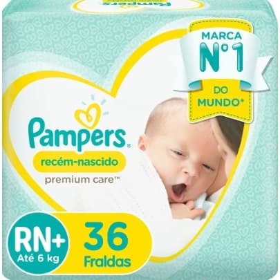 Fralda Pampers Premium Care Recém-Nascido RN até 6kg – 36 Fraldas