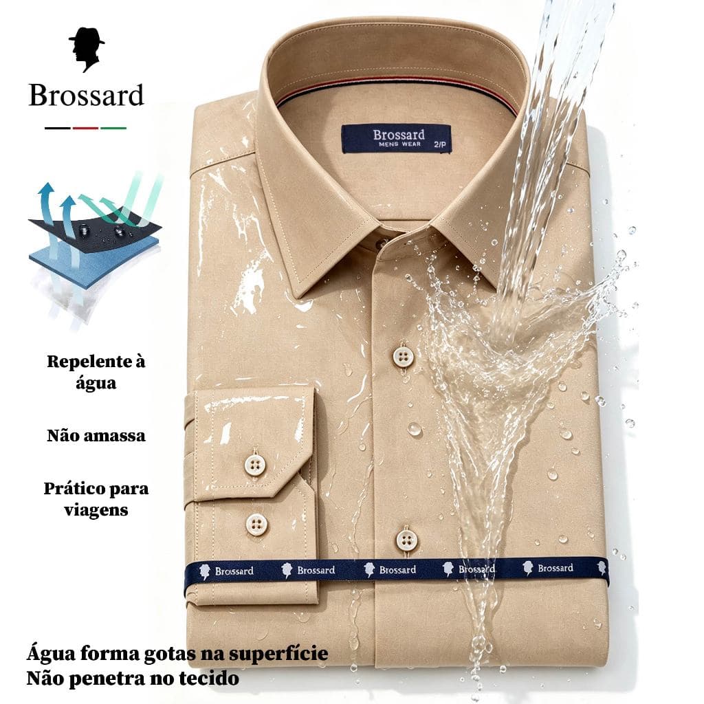 Camisa Social Masculina Slim Fit Luxo - Não Amassa Fibra de Bambu Natural e Tecido Repelente à Água
