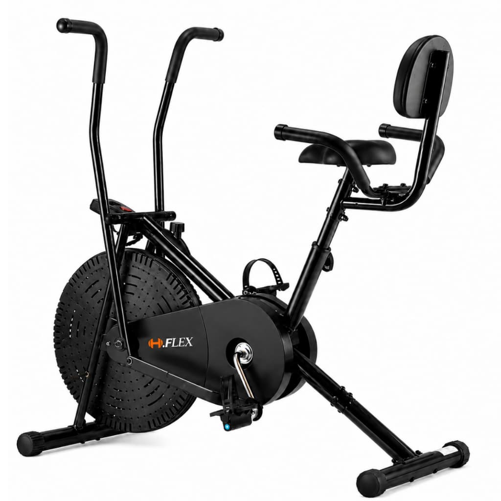 Bicicleta Ergométrica Air Bike Residencial com Encosto Monitor LCD Resistência a Ar para Academia em Casa
