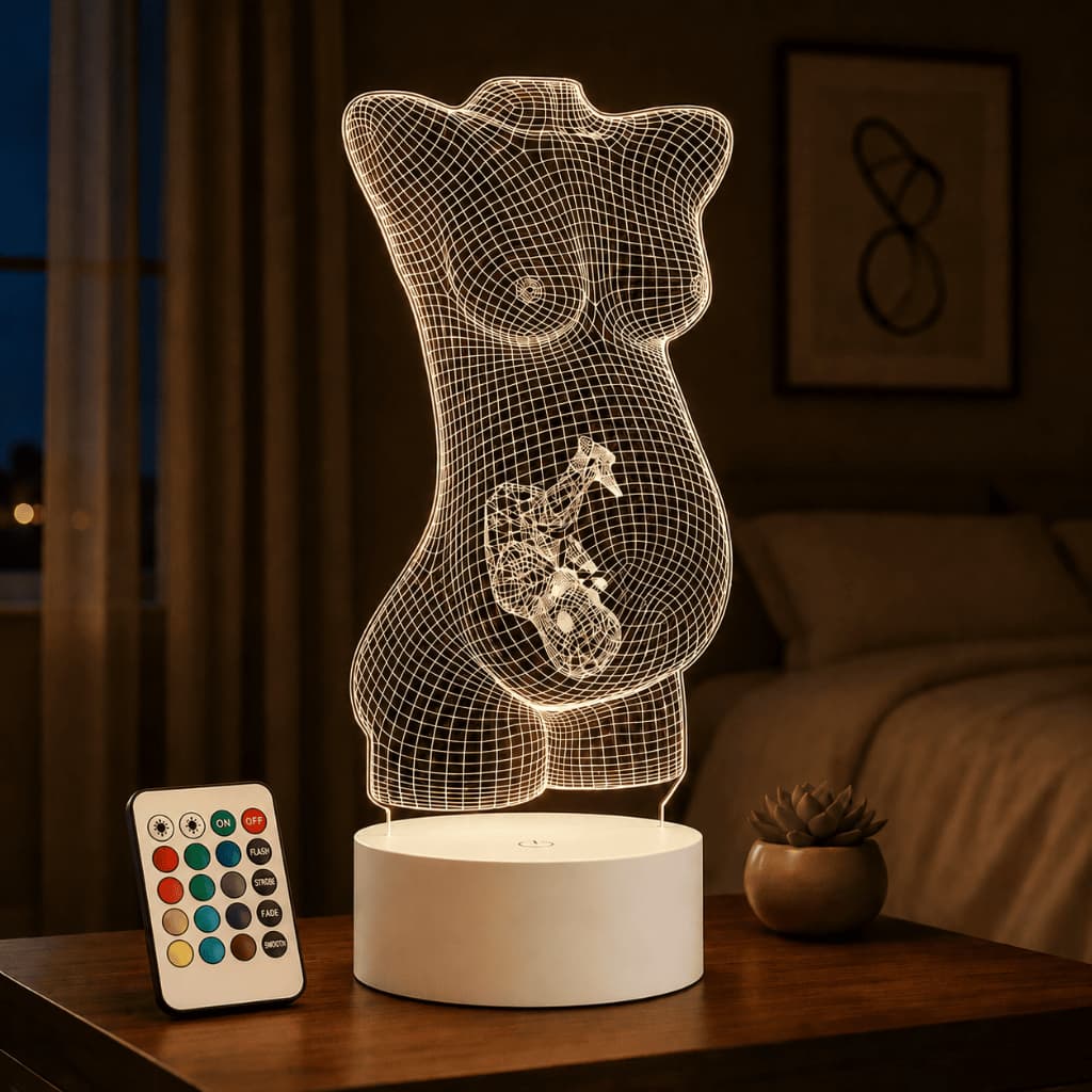 Luminária Led 3d | Obstetra Médico Grávida | Abajur Presente Criativo Decoração Multicores