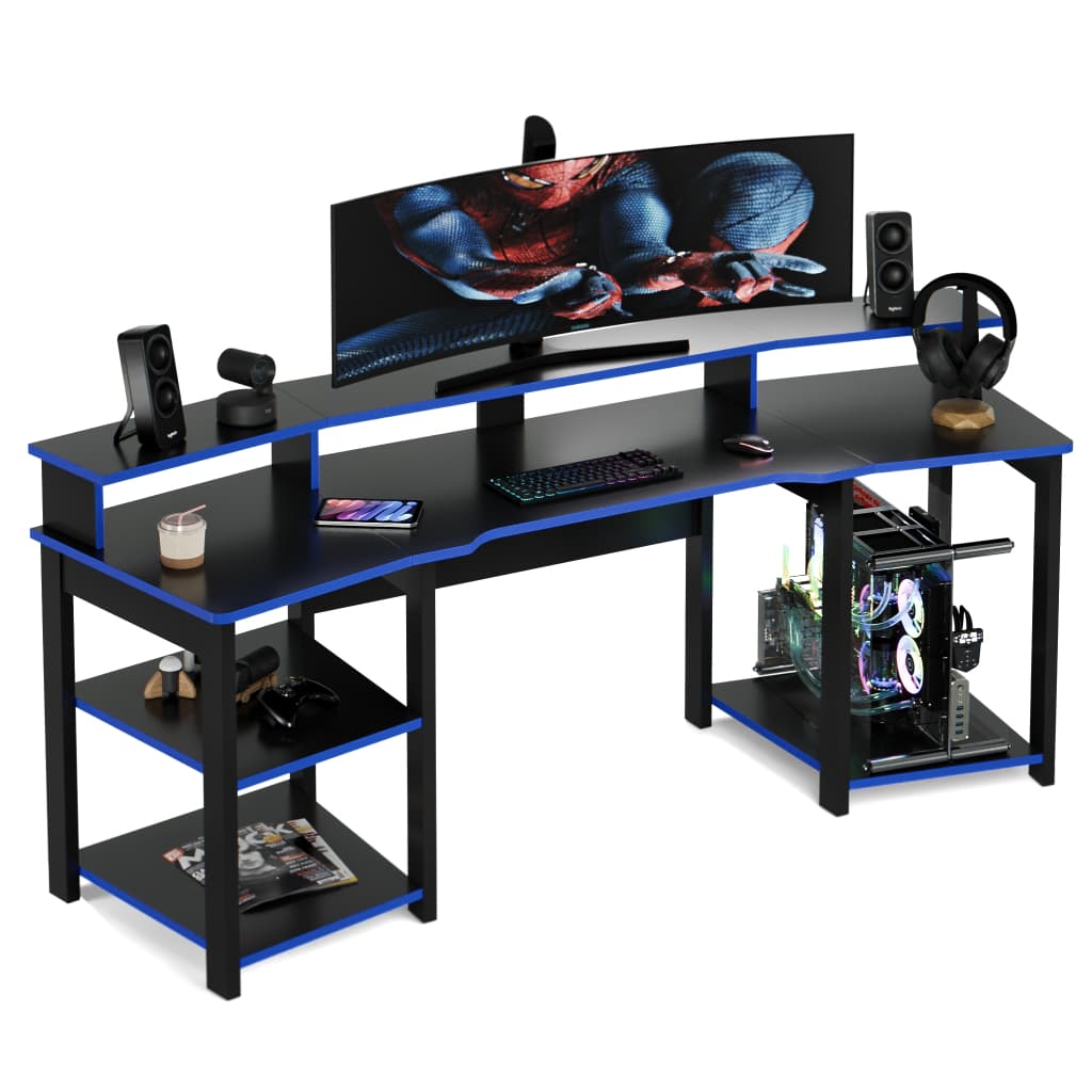 Escrivaninha Mesa Gamer Para Setup Gamer Com Prateleiras e Suporte para Monitor Desiner Moderno - Oslo