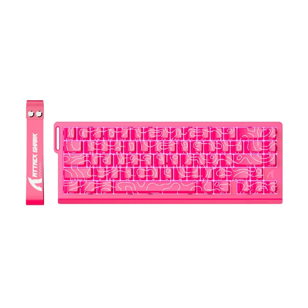 Teclado Gamer Attack Shark X68 HE Mecânico Magnético 8K 0.01mm RT Inglês US Contour Line Pink