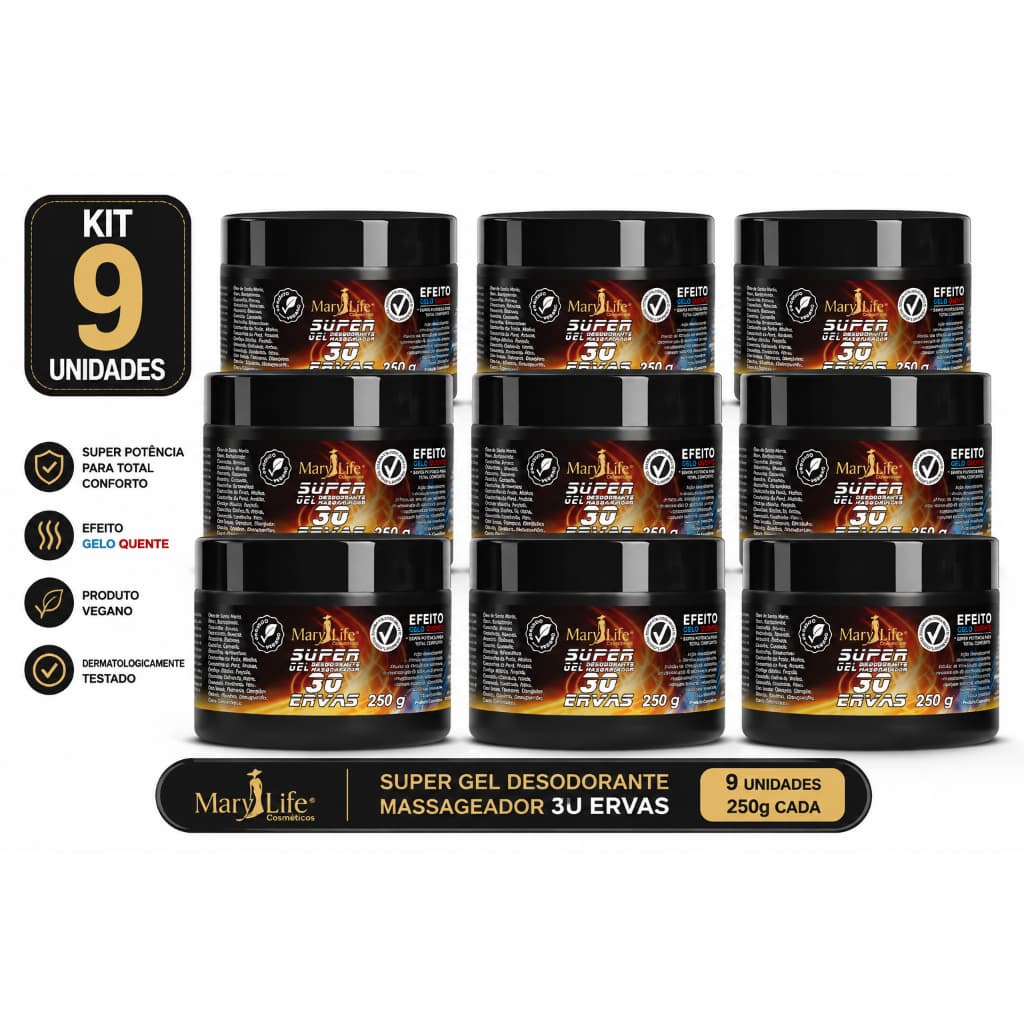 KIT 9 UNIDADES – GEL 30 ERVAS 250G 🌿