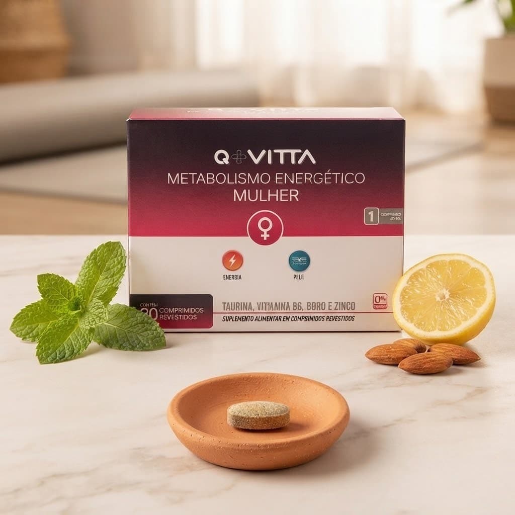Vitamina Suplemento da Mulher Termogênico  Disposição Energia Pele Taurina Vitamina B6 Boro Zinco Q-Vitta