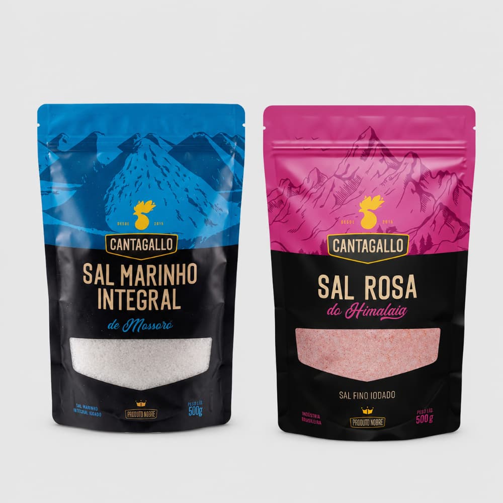 Kit Sal Marinho Integral de Mossoró + Kit Sal Rosa do Himalaia Verdadeiro - Com ziplock 500g cada