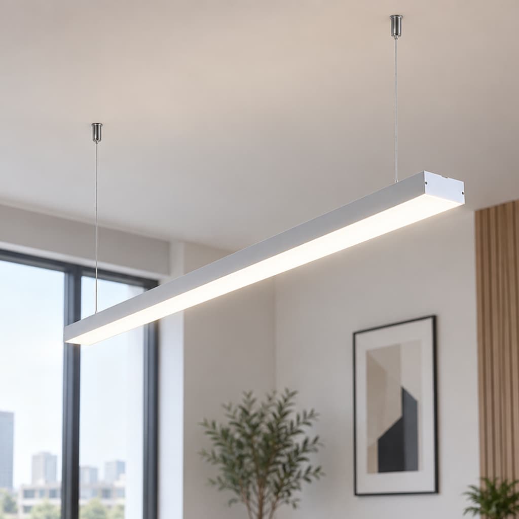 Luminária Pendente Linear Retangular Led Integrado 45w 3000k 4000k 6500k Bivolt Preto E Branco