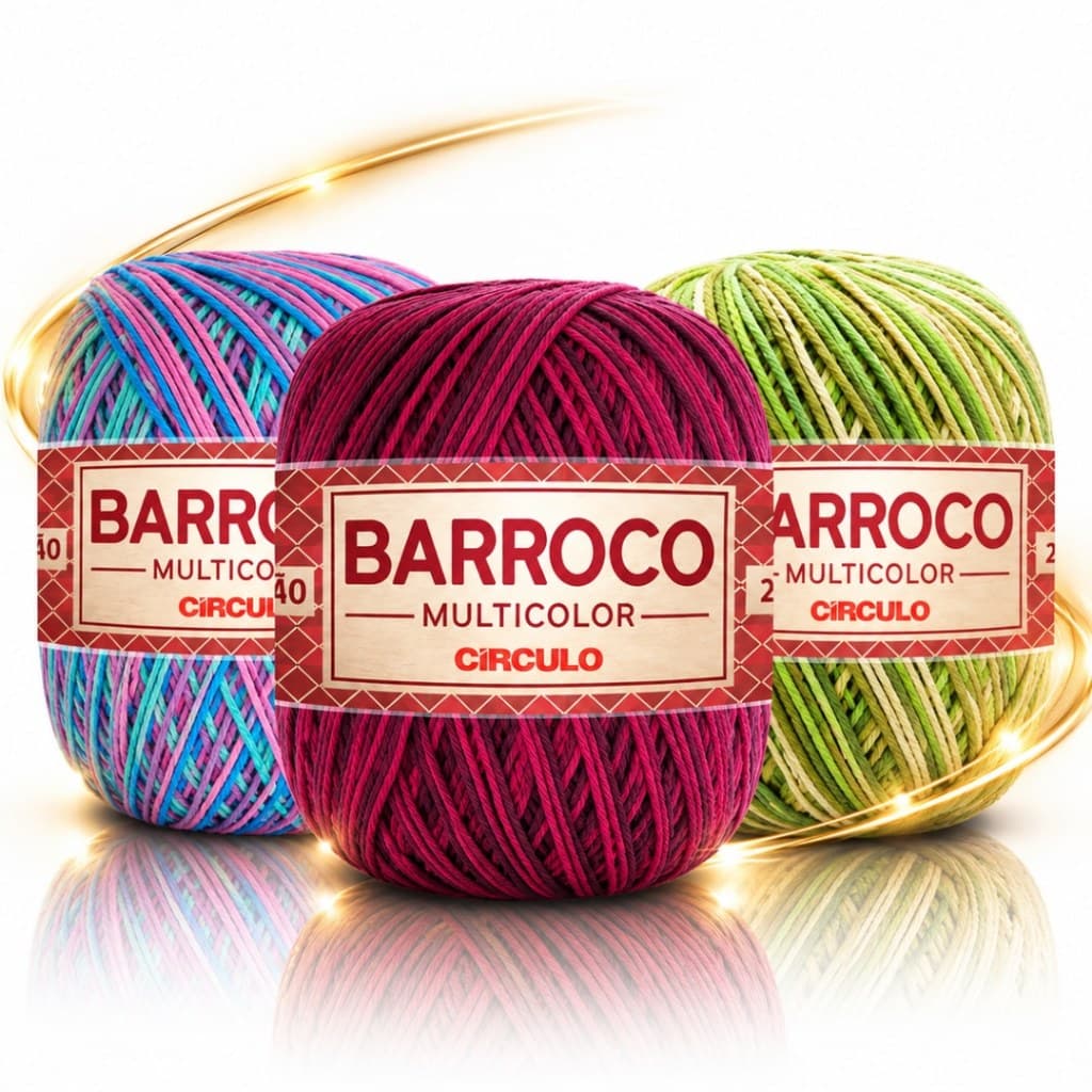 Barbante Barroco Multicolor Círculo Nº 6 400g 452m – Fio para Crochê, Tricô e Artesanato