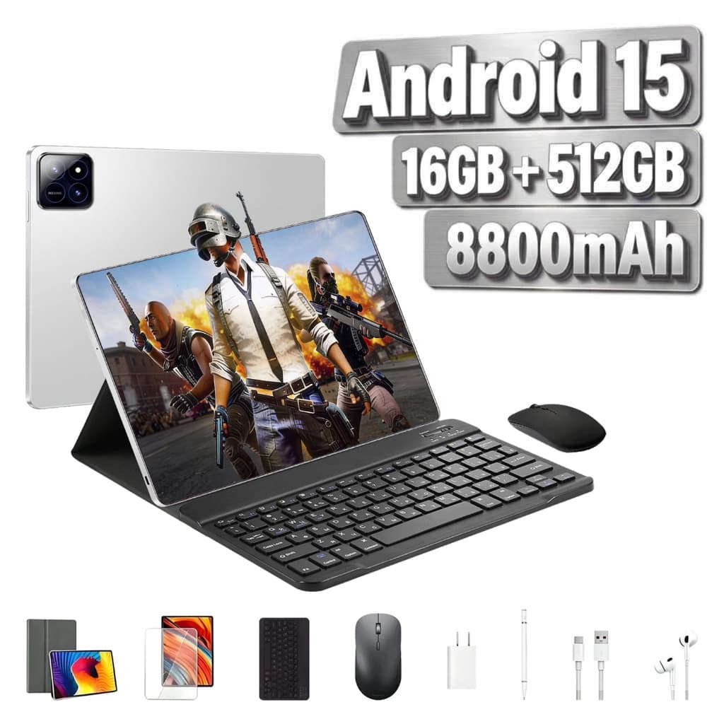 ZEENO Tablet para Trabalho e Lazer Tela HD 11,6", Android 15, 16GB RAM 512GB Câmera 24MP+48MP