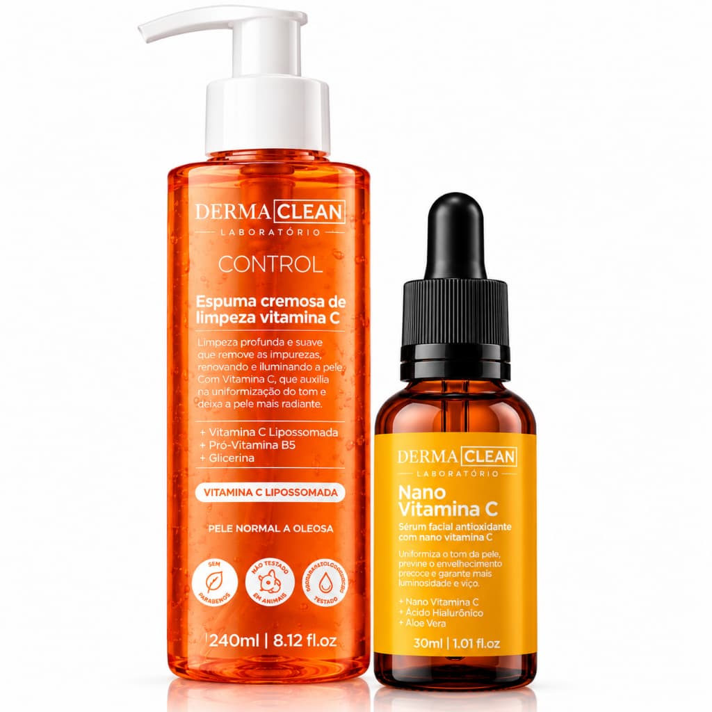 Kit Skincare Vitamina C Dermachem Limpeza Facial + Sérum Facial