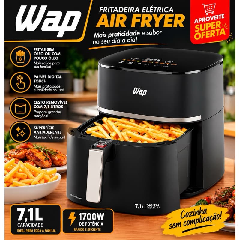 Fritadeira Elétrica Air Fryer WAP 7,1L Digital 220v