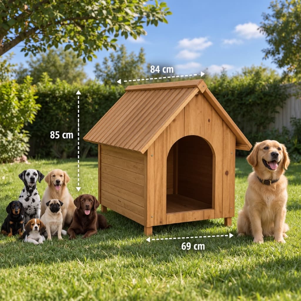 Casinha Pet Luxo Envernizada Grande Abrigo Para Cachorro Resistente E Confortável Exterior Inferior Sol Chuva N5 Marrom