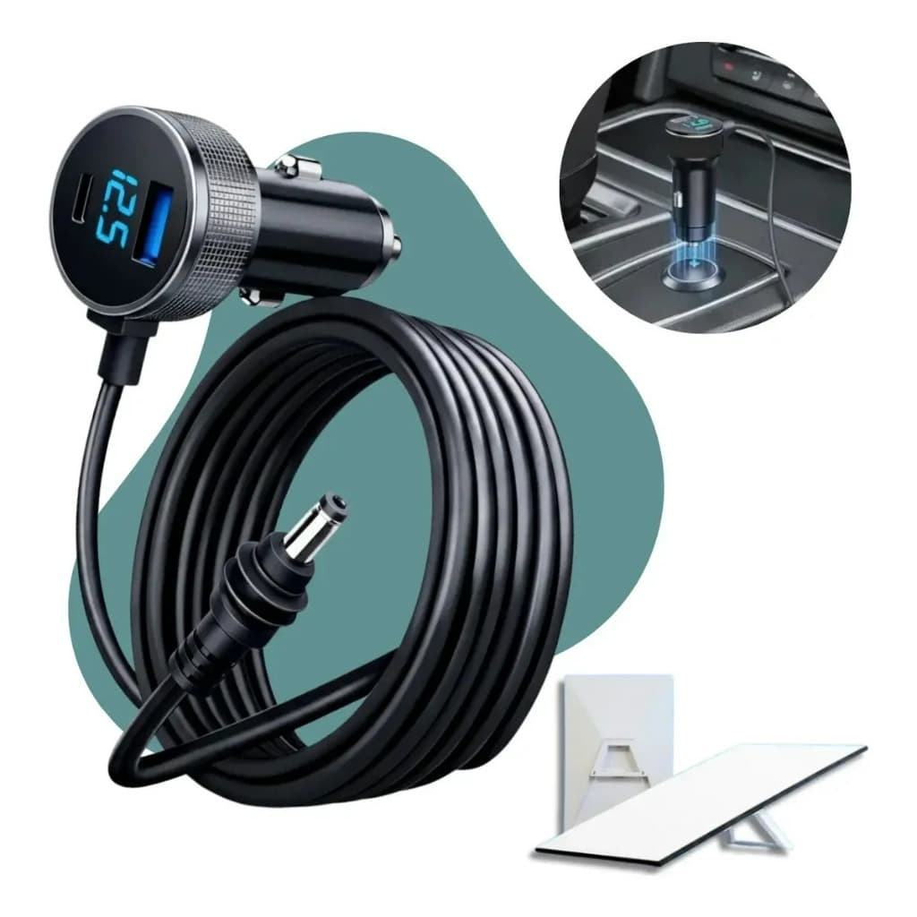Cabo Carregador 3 Em 1 Starlink Mini 12v 24v Veicular Tomada 2 Metros Dc Plug Usb Tipo C Usb Tipo A Compatível Carros